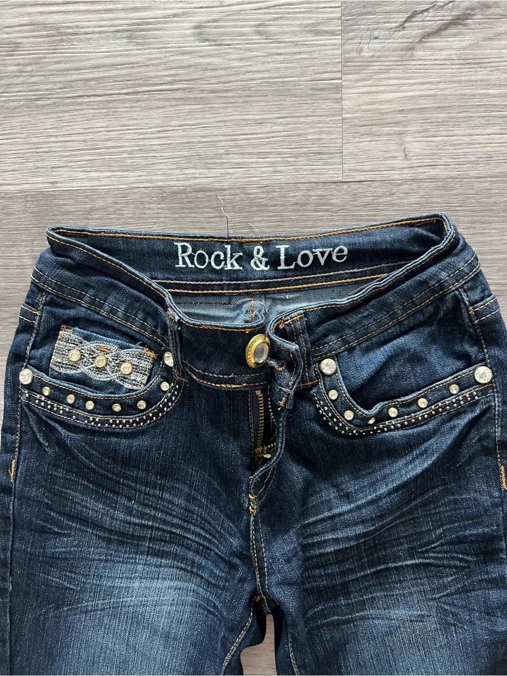 Rock & Love Embellished Studded Skinny Jeans | Size 1 | Embellished Pockets